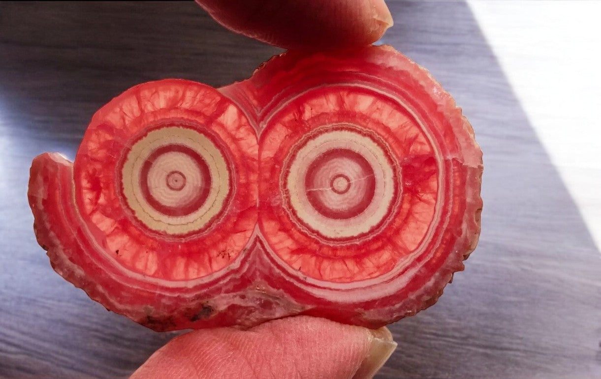 Red Rhodochrosite crystal with double Bullseye Stalactite