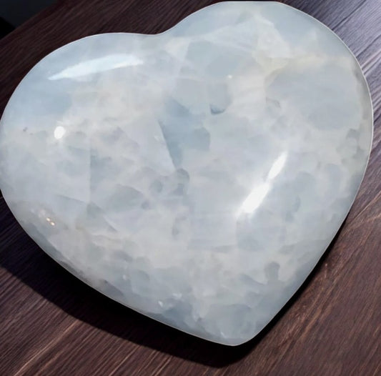 3 lb Polished Blue Calcite Puffy Heart