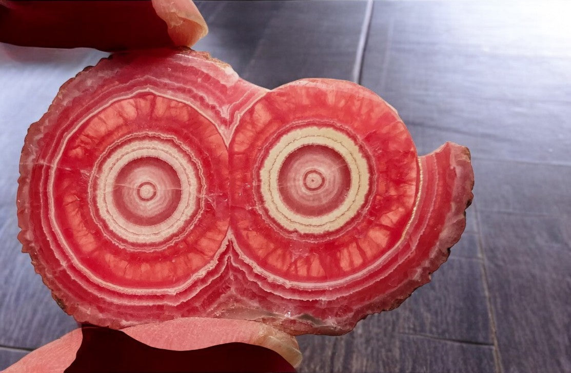 Red Rhodochrosite crystal with double Bullseye Stalactite