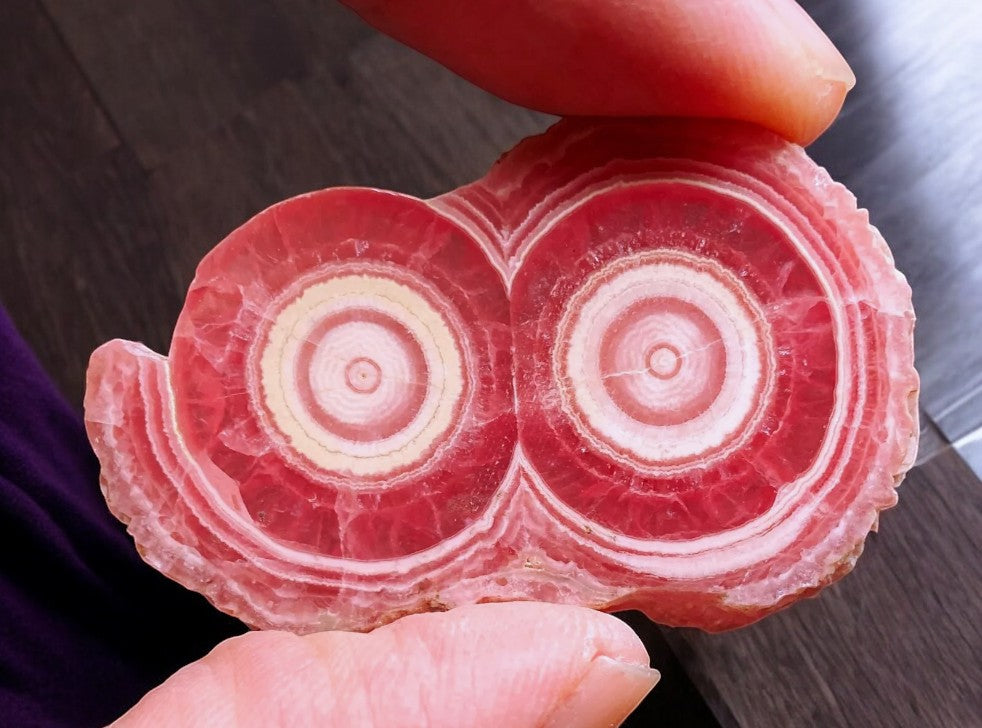 Red Rhodochrosite crystal with double Bullseye Stalactite