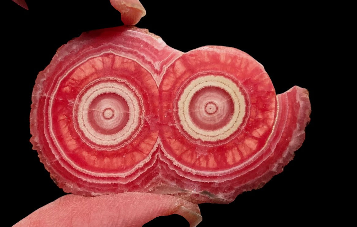 Red Rhodochrosite crystal with double Bullseye Stalactite